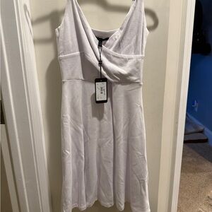 Armani Exchange Sleeveless V-Neck Midi Dress in White